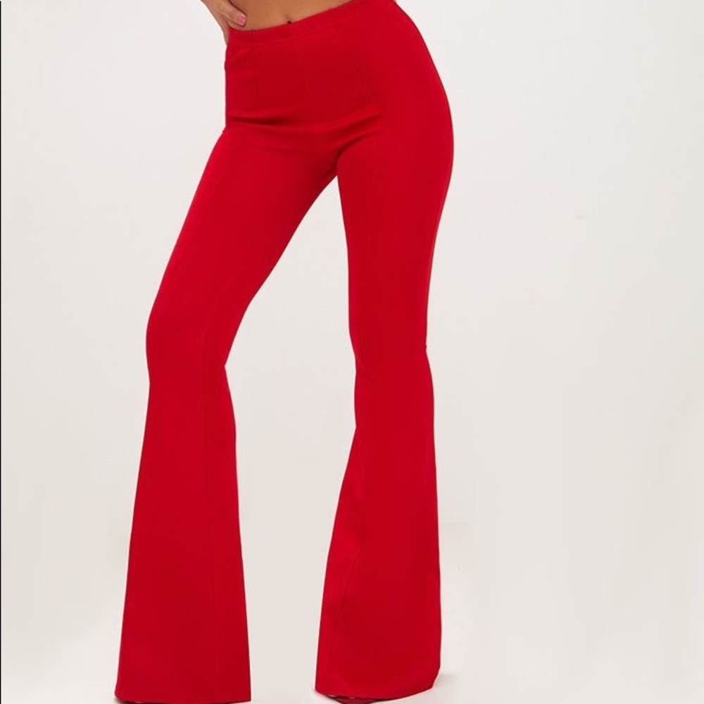Pretty little thing red flare pants